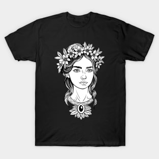 Beautiful young woman in a flower wreath T-Shirt